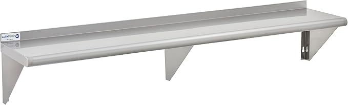 Commercial Wall Shelf - 340 lb. Weight Capacity, 84" W x 12" D, NSF Solid, Stainless Steel (29N-016)