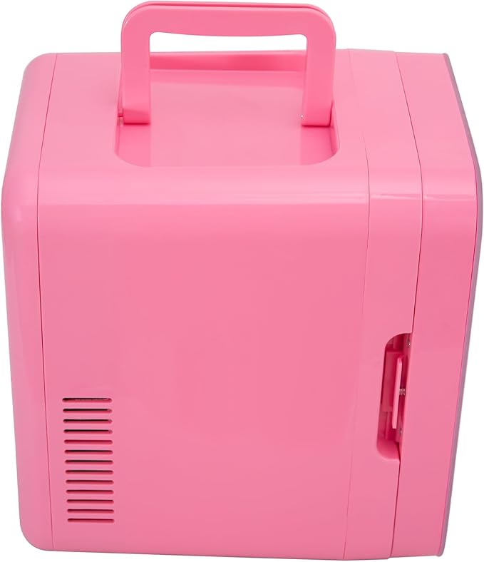 JOYSTAR 10 Liter/12 Cans Mini Fridge for Bedroom, Office, Dorm & Car, Portable Small Refrigerator for Skincare, Makeup, Beverage, Drinks, Thermoelectric Cooler & Warmer, Glass Door, Pink