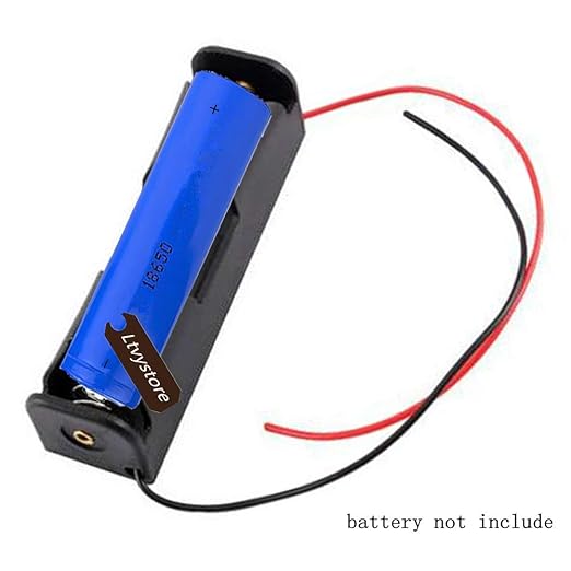 18650 Battery Case Holder - 1 Slot Storage Box, Black Plastic for Button Top Single Batteries, Pack of 20