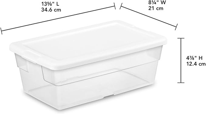 12-Pack 6 Quart Clear Plastic Storage Bins with Snap Lids, Stackable Heavy-Duty Containers for Closet, Bathroom & Office, Over 1 lb 16428012x12
