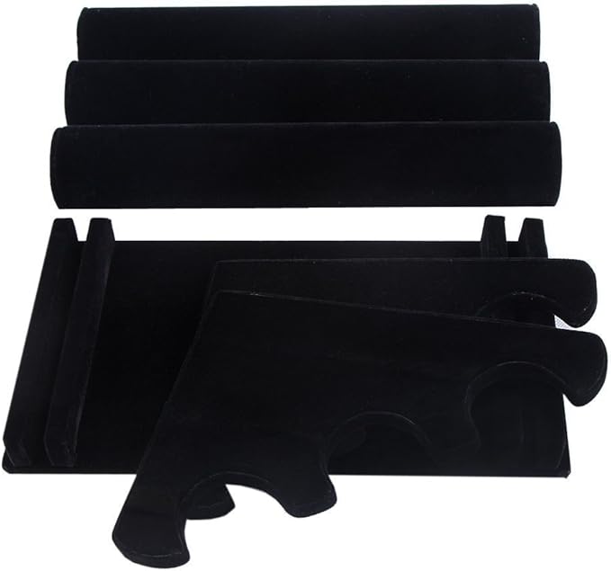 Wudygirl Bracelet Holder Velvet 3 Tier Jewelry Display Stand Storage Watch Bangle Necklace Organizer Showcase(3 Tier)