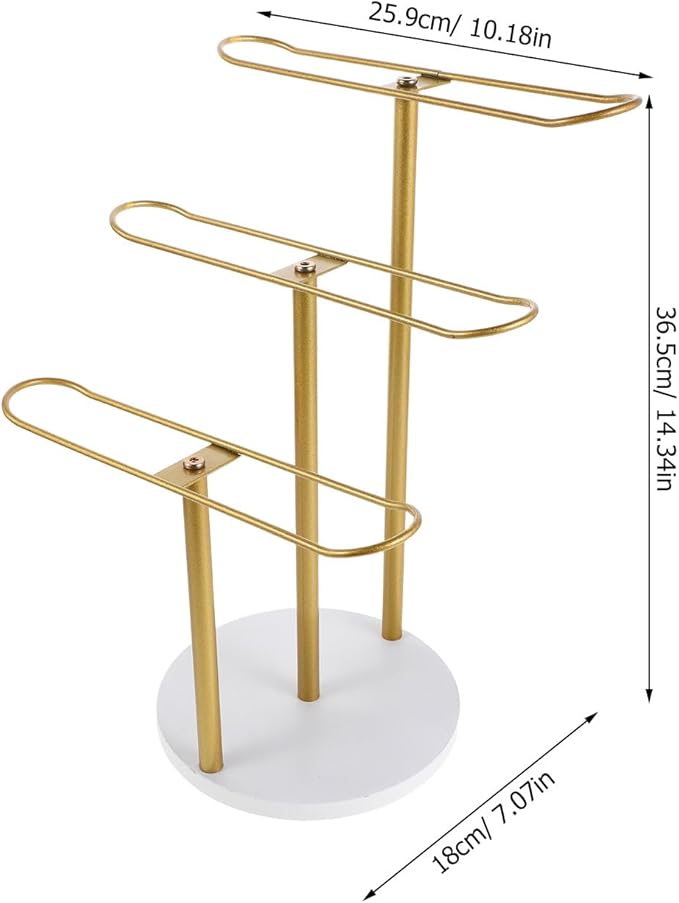 NUOBESTY Metal Headband Holder 3-Tier Scrunchie Holder - Hairband Hair Hoop Organizer - Hair Accessories Display Stand - Jewelry Bracelet Watch Organizer