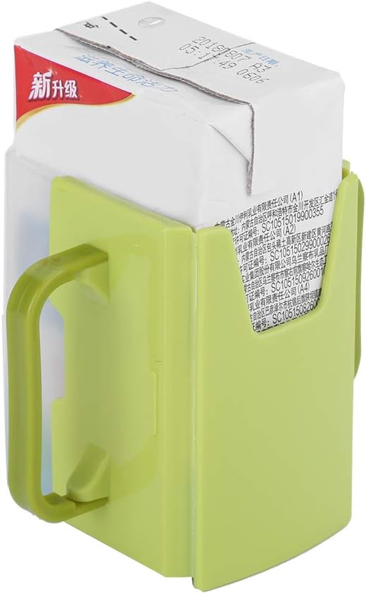 Spill Proof Milk Holder, Adjustable Milk Carton Holder with Handle for Kid Child (Green (Green)