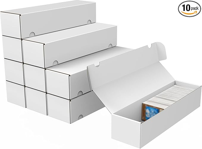 Trading Card Storage Box, 10-Pack 1100 Count White Corrugated Cardboard Bulk Sports Storage Box for TCG/Magic/Mtg Basketball Cards, Collectible Trading Cards