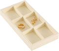 Dark Blue Jewelry Display Tray Ring Necklace Earring Bangle Organizer Multifunctional Storage Case for Jewelry Showcase (Long 6 Grids Tray(beige))
