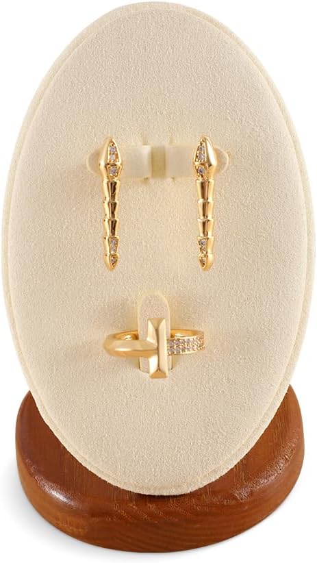 Ring Holder, Jewelry Display for Vendors,Wooden Earring Display,Premium Jewelry Holder,Luxury Earring Stand,Beige Small Jewelry Stand
