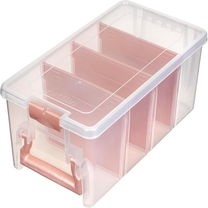 ArtBin Semi Satchel Portable Craft Organizer with 3 Dividers - Clear Plastic Storage Case for Art & Craft Supplies