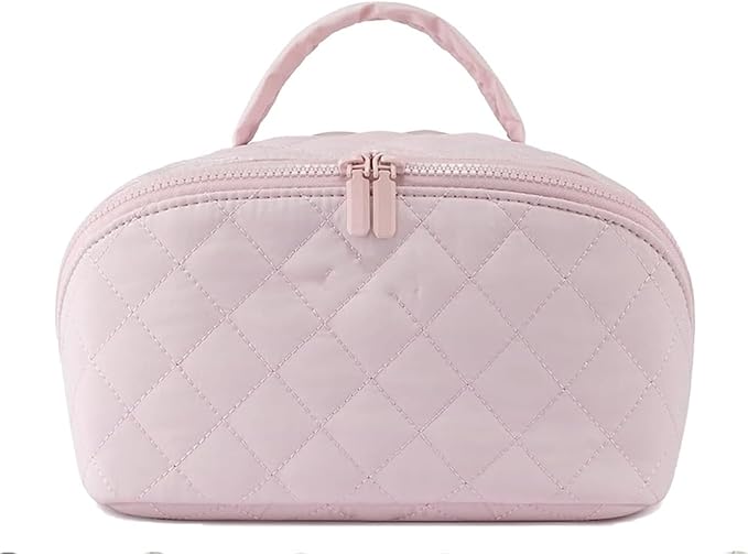 Travel Makeup Bag, Wide Open Expandable Lay-Flat Cosmetic Case, Padded Organizer for Toiletries & Brushes Large Capacity with Compartments