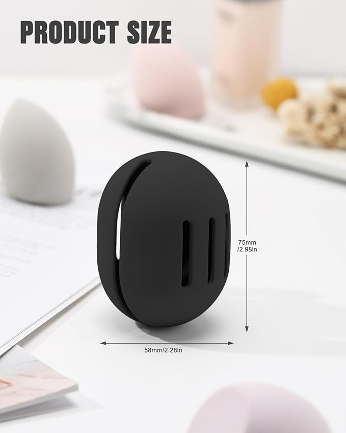 FERYES Makeup Sponge Holder – Shatterproof Eco-Friendly Silicone Beauty Make Up Blender Case for Travel-Black
