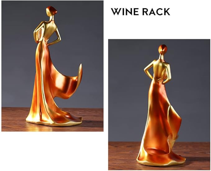 Artpaul Wine Bottle Holder Beauty Lady Statue Wine Bottle Stand Lady Wine Rack Decoration Wine Cork Holder Decor Wine Decor for Kitchen Bar (Red)