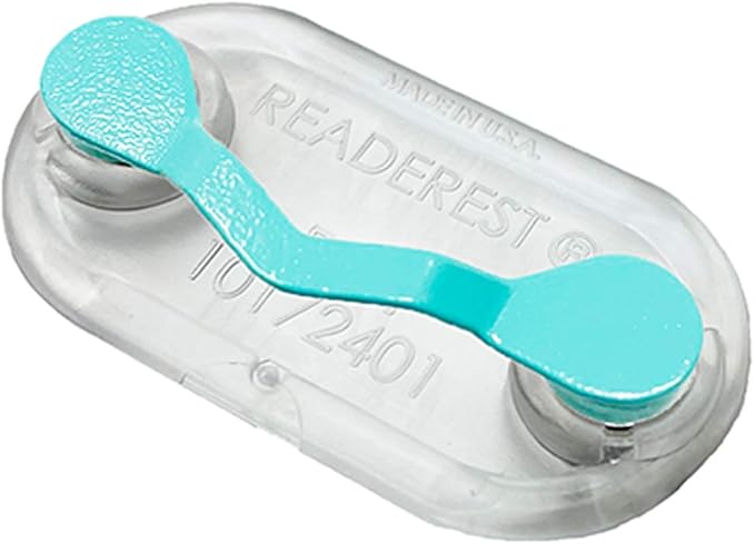 Readerest Magnetic Eyeglass Holder, Clip for Readers, Sunglasses, Safety Glasses, ID Badges, Gifts for Grandma & Teachers, USA Made (Turquoise)