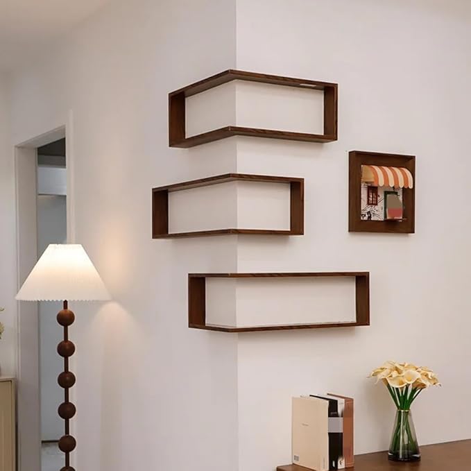 Modern Corner Storage Shelf,Wall-Mounted Living Room Decor Rack,3-Tier Shelf Display Rack Without Lights,Easy Assembly Corner Shelfs for Corners Organize Figurines Collectibles