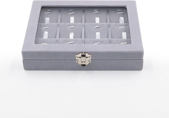 Jewelry Box Necklace Organizer Tray, Grey Necklace Display Case for Storage Jewelry Small Necklaces Display Stand 12 Slot Pendant Holder for Women