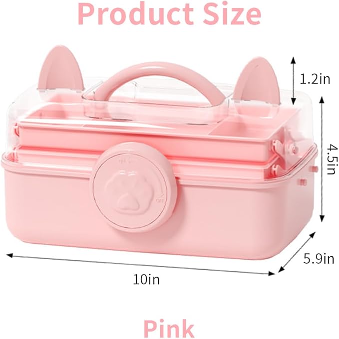 Bow Knot Hair Accessories Organizer Box Cute Dust Proof Childrens Jewelry Storage Box 3 Layers Plastic Storage Box for Hair Clips,Headbands,Hair Bands,Jewelry,Etc