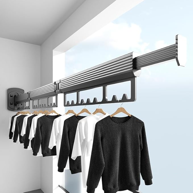 Mounted Wall Drying Rack, Laundry Hanger Dryer Rack, Laundry Hanger Rack, Wall Mounted Clothes Rack, Laundry Room Hanging Rack(Foldable/High-Bearing/Never Fall Off/Third Generation/White)