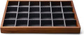 Oirlv 24 Grid Wood Jewelry Tray Microfiber Interior Jewelry Drawer Organizer Showcase Display Box Ring Earrings Holder(Grey)