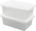 14 Quart Clear Storage Box, Underbed Plastic Latch Box with White Lids, 2-Pack
