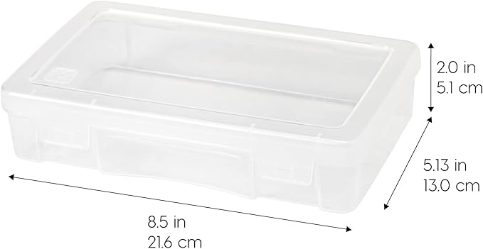 IRIS USA Pencil Case Boxes, 10-Pack, |Made in USA|, Plastic Bead Organizing Containers with Snap Lid for Arts, Crafts, Ephemera, Stickers, & Dance Cheer, Clear - Medium