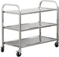 uyoyous 3 Tier Stainless Steel Utility Cart 37"x20"x37" Commercial Heavy Duty Rolling Cart Food Storage Service Trolley with 360°Rotatable Wheels for Kitchen Hotel Restaurant Home Use