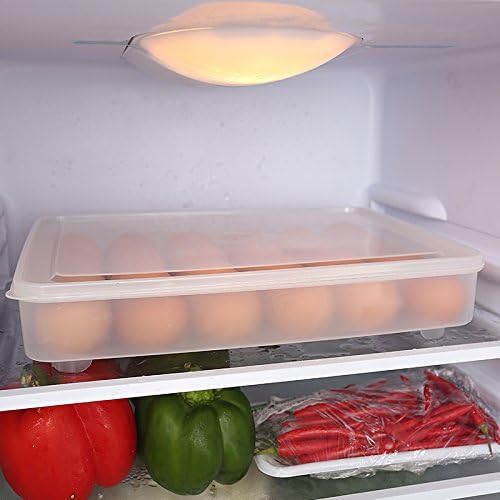 Egg Holder for Refrigerator, Deviled Egg Containers Large Plastic Egg Tray Carrier for Fridge Kitchen Egg Storage Compact Stackable Durable Clear with Lid Fits 48 Eggs 2 Pack