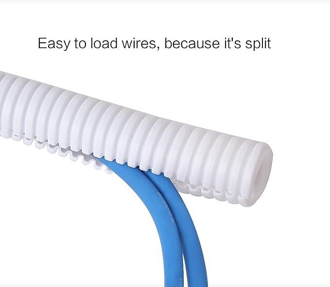 Alex Tech 50ft - 1/2 inch Split Wire Loom Tubing - White