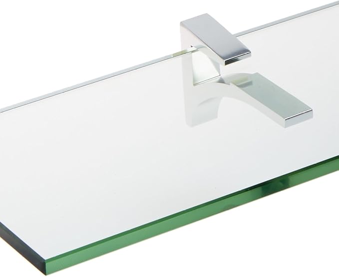 Spancraft Clear Floating Glass Shelf 8" X 42" in Chrome