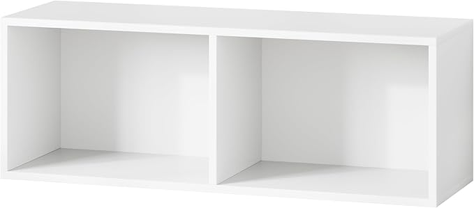 IOTXY DIY Modular Cube Bookcase - CubeXY Customizable Stackable Expandable Basic Shelving Units, 2-Cube Wooden Open Bookshelf for Miscellaneous Storage Organizer, White