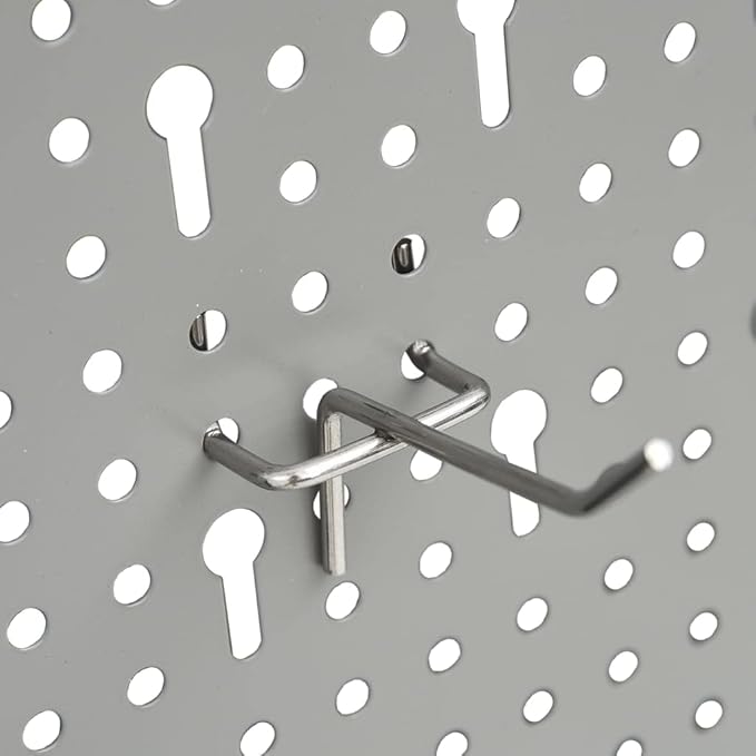 Wall-Mounted Peg Boards 4-Pack 15.7"x22.8" Steel with Versatile Holes for Workshop Organization,145352,Gray