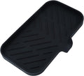 Silicone Bathroom Soap Dishes with Drain Spout-Bathroom and Kitchen Sink Organizer,Sponge Holder,Dish Soap Tray,Perfect for Dispenser,Scrubber,Bottle,Cup on Sink or Counter-Black 9.6"×5.3"