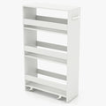 POWERSTONE 4-Tier Slim Storage Cart, Narrow Kitchen Rolling Cart w/Handle & Open Shelves, Skinny Slide Out Utility Organizer Trolley for Kitchen Bathroom Laundry Small Spaces White