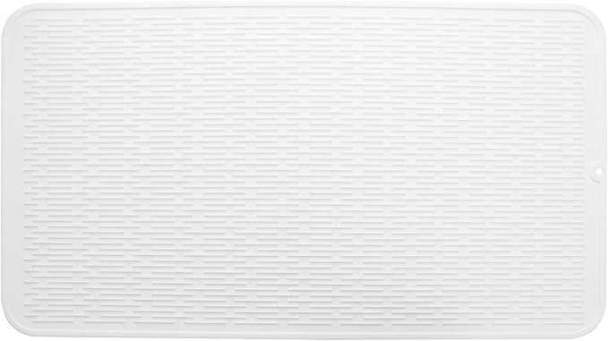 Silicone Dish Drying Mat for Multiple Usage,Easy clean,Eco-friendly,Heat-resistant Silicone Mat for Kitchen Counter or Sink,Refrigerator or Drawer Liner White 4XL 32 inches x 18 inches
