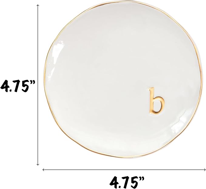 COLLECTIVE HOME - Ceramic Jewelry Tray, Decorative Trinket Dish for Rings Earrings Necklaces Bracelet Watch Keys, Birthday Mother's Day Christmas Gift for Women, 4.75", Glossy (b)