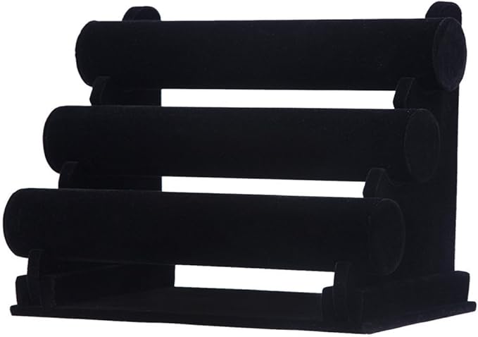 Wudygirl Bracelet Holder Velvet 3 Tier Jewelry Display Stand Storage Watch Bangle Necklace Organizer Showcase(3 Tier)
