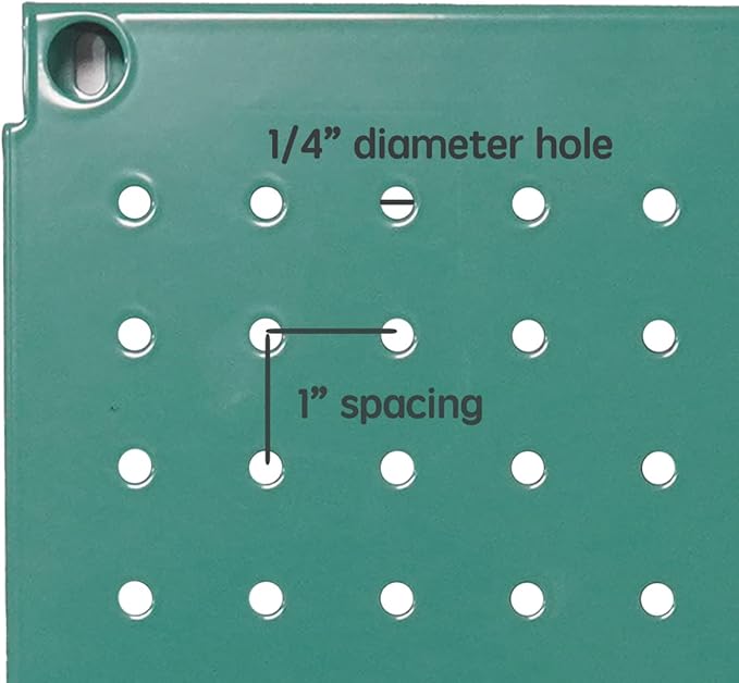 Metal Pegboard 12-Inch Tall x 16-Inch Wide Heavy Duty Wall Organizer for Home Garage Tool Storage 4pcs Green