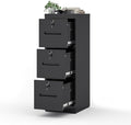 3 Drawer File Cabinet with 3 Locks, Metal Filing Cabinet Heavy Duty Vertical File Cabinets for Home Office, Steel File Storage Cabinets for Letter/Legal File Folders, Assembly Required (Black)