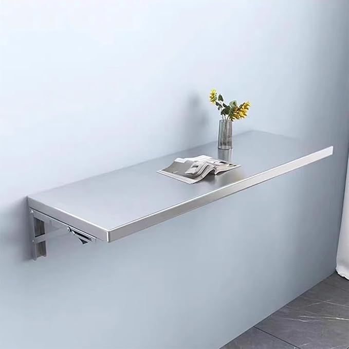 304 stainless steel folding table, wall-mounted folding table, kitchen storage shelf, made of food-grade stainless steel material, suitable for living room, balcony, bathroom, or laundry room.(120*40c
