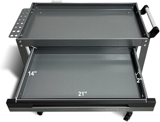 Metal 3 Tier Rolling Tool Cart with Drawer, Steel Utility Cart on Wheels, for Warehouse Garage Workshop