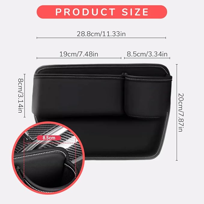 Car Leather Cup Holder Gap Bag,2025 Upgrade Car Storage Box with Cup Holder,Seat Storage Box Gap Filler Organizer for Glasses Phone Keys and Cards (Beige, Driver's Seat)