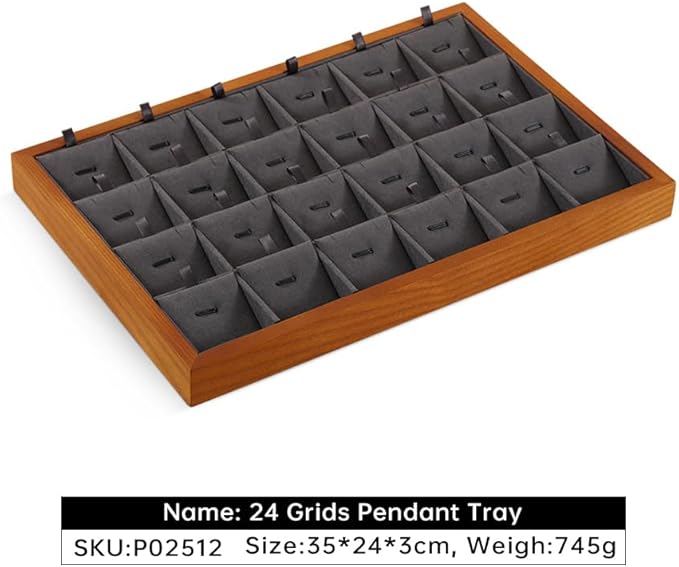 Necklace Storage, Wood Jewelry Trays For Drawers,Black Earring Organizer, Premium Jewelry Display Tray For Pendant