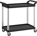 Black Utility/Bussing Cart with Two Shelves - 42" x 20"