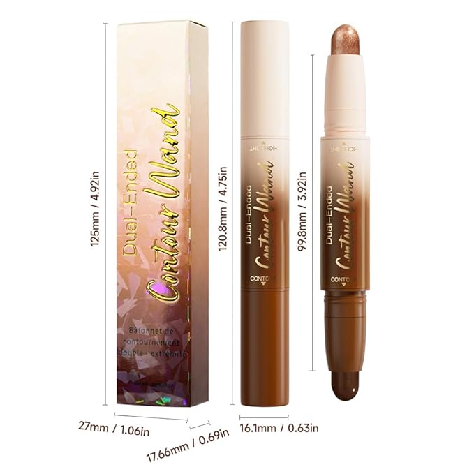 evpct Black Cocoa & Bronzer Shimmer Cream Contour Stick Face Body Makeup Dual Ended, no Transfer Waterproof 2 in 1 Cream Concealer Stick Contouring Makeup, Nose Contour Bronzer Sticks Face Highlighter