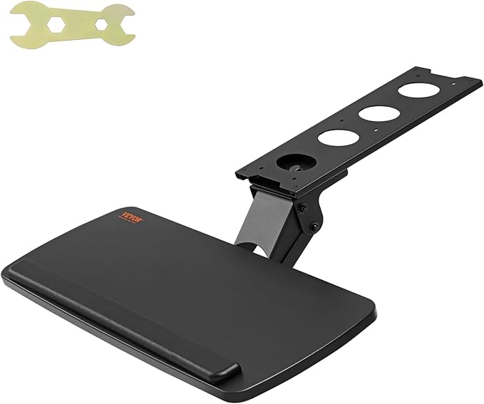 VEVOR Under-Desk Keyboard Tray, Adjustable for Height and Tilt, Slide-Out Design, Spacious 25x9.8 Inch Surface, Ideal for Home and Office Use