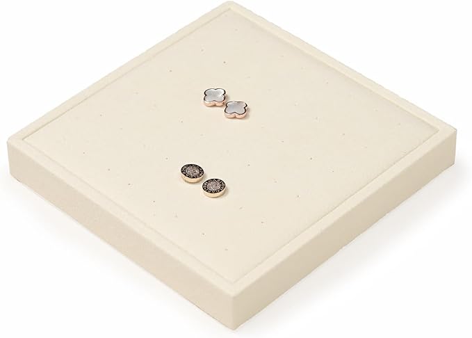 Oirlv Microfiber Jewelry Stud Earring tray Display Tray Earring Display Organizer Tray(Beige)