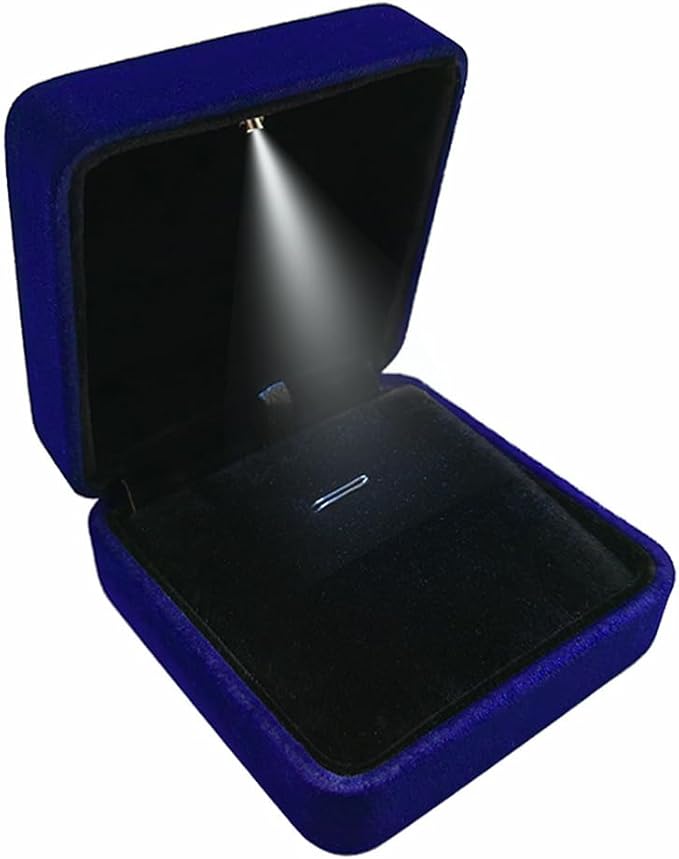 GBYAN Pendant Necklace Box with LED Light, Necklace Gift Box Velvet Jewelry Display Case for Proposal Engagement Wedding and Birthday,Blue