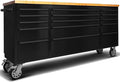 72" Rolling Tool Chest with 15 Drawers, Lockable Storage Cabinet, Black Mobile Workbench, Assembled Black Large Tool Box with Wheels for Garage Workshop (1 × HTC7215PC-1)
