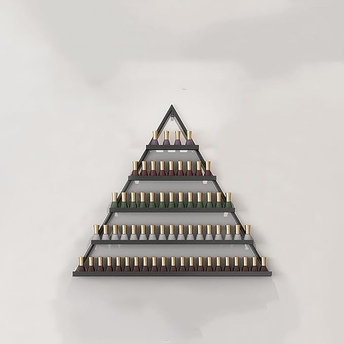 Wall Mounted Shelf Nail Polish Bottle Display Rack, Triangular Essential Oil Perfume Storage Rack, Multifunctional Hanging Salon/Beauty/Nail Shop Organizer Perfume Holder(Size:1,Color:Black)
