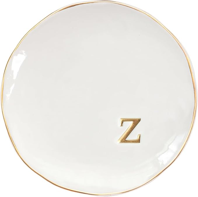 COLLECTIVE HOME - Ceramic Jewelry Tray, Decorative Trinket Dish for Rings Earrings Necklaces Bracelet Watch Keys, Birthday Mother's Day Christmas Gift for Women, 4.75", Glossy (z)