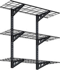 FLEXIMOUNTS 3 Tier 1x3ft Garage Storage Wall Shelving, 12x36inch per Shelf Height Adjustable Floating Shelves, 450lbs Total Weight Capacity, Black, Classic Series