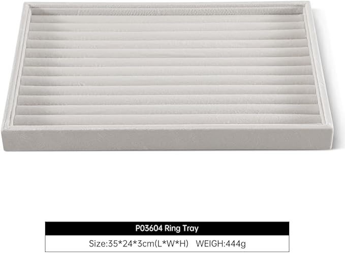 Velvet Ring Display Tray, Stackable Muilt Slot Rings Ear Stud Storage Tray, Drawer Insert Jewelry Accessories Organizers Plate (White)