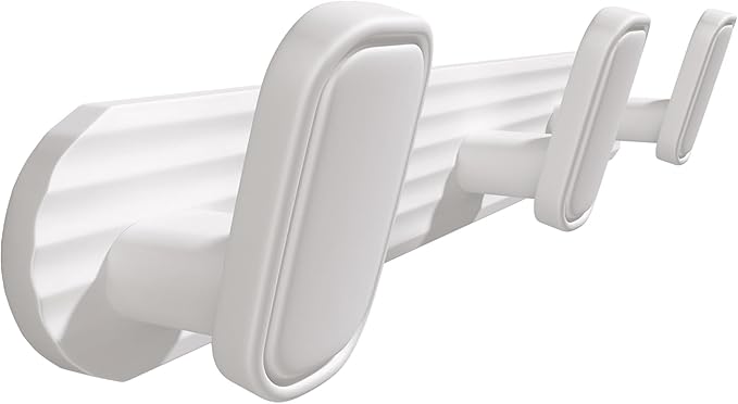 Coat Rack Wall Mount White, 3 Hooks Rack Metal Coat Hanger Wall for Hanging Hat Purse and Robes, Towel Hook for Bathrooms and Entryway (1 Pack)